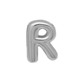 3D balloon style letter R pendant in polished silver finish for jewelry making - Silver/Letter R