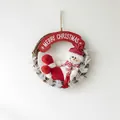 Couronne de Noël en vigne artisanale avec figurine bonhomme de neige et épines - AGHH23-4 Bonhomme de neige couché