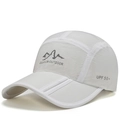 White quick-dry baseball cap with UPF 50+ sun protection and mountain logo - Adjustable / White