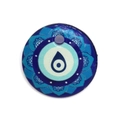 DIY Evil Eye 30mm round glass pendant with blue mandala pattern for jewelry making - Style 08