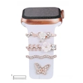 Rose gold watch strap charms set with pearls and butterfly for Apple Watch bands - Flower Butterfly Style (5572578809357) / Black Sponge Packaging / No.24 Champagne