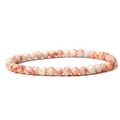 Single strand 4mm beaded natural stone bracelet with orange and white marble texture - Red Network Stone