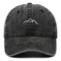 Casquette baseball vintage noir délavé avec broderie montagne pour randonnée - Taille Unique(Réglable) / Noir