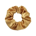Lustrous gold satin scrunchie with premium silk texture and elegant fabric folds - Ginger Yellow