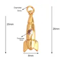 Miniature rocket-shaped gold-plated copper pendant with round crystal stone inlay - Rocket Shape-Gold