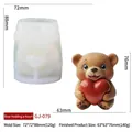 Silicone bear mold for DIY candle making with red heart and finished brown bear model - Bear Hugging Heart GJ-079
