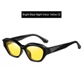 Polished black small frame night vision sunglasses with yellow TAC polarized lenses C2 - Bright Black Night Vision Yellow