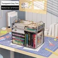 Medium transparent waterproof book storage bag with gray trim and sturdy handles - Medium / Transparent Grey