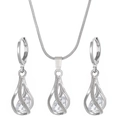 Set gioielli argento con collana a goccia in zirconia e orecchini coordinati - Set collana e orecchini / Bianco
