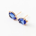 Blue marquise cut zircon earrings with 14k gold plated settings for jewelry making - Sapphire Blue