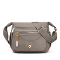 Bolso bandolera de nailon gris claro para mujer con múltiples compartimentos - Color Té con Leche