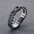 Men's retro black titanium steel bracelet with engraved vintage totem chain pattern - 22cm / Black (KB169240-KJX)