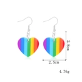 Rainbow striped heart dangle earrings made of zinc alloy and enamel with silver hooks - Acrylic Rainbow Heart