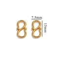 Detaillierte Größenübersicht für goldene S-Form Schmuckverbinder in 7,5mm x 13mm - Großer S-Verschluss (7.5mmx13mm) / Gold