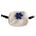 Porta fazzoletti in peluche per sedile auto con decorazione a fiori blu scuro bianco - Fiore blu a sei petali