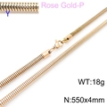 Rose gold stainless steel snake chain necklace 4mm width and 550mm length with lobster clasp - Rose Gold 4mmx550mm(KN203799-Z)