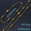 Elegant gold titanium steel beaded jewelry set featuring thin necklace and matching bracelet - Gold Jewelry Set (KS197781-Z)