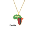 Collana con ciondolo mappa dello Zambia e bandiera nazionale in finitura dorata - Zambia