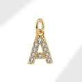 Gold letter A pendant necklace with micro-paved zircons and delicate beaded edging - Gold (Letter A)
