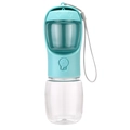Portable pet water bottle in light blue with transparent body and security lock - With Lock-330ml Water + 100g Food / Blue