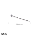 Silver ball head pin for DIY jewelry making, 34x4mm stainless steel accessory - 34*4mm (KLJ542-Z)