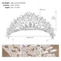 Elegant silver bridal tiara with rhinestones featuring detailed height and diameter specs - Silver