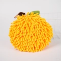 Absorbent yellow lemon chenille hand towel ball with hanging loop and fruit design - Bright Yellow