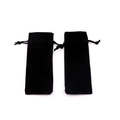 Set of two black velvet drawstring pouches for jewelry and cosmetic storage - Black / 6x15cm