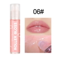 Pink shimmering roller lip gloss 06# with high-shine glitter finish on lips - 06# Peach Red with Glitter