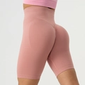 Hoch taillierte Seamless-Yoga-Shorts mit Scrunch-Butt-Effekt in Altrosa für Fitness - S / Rosa