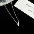 Elegant S925 sterling silver necklace featuring a sparkling letter L pendant with zircon - 925 Silver / Silver (Initial L)