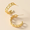 Eleganti orecchini a cerchio a forma di C placcati in oro con catena geometrica in argento S925 - Catena Grossa Oro(ED006GL)
