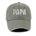 Grey and olive green washed cotton dad hat with white PAPA fishing embroidery - One Size / Army Green