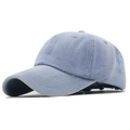 Vintage light blue denim baseball cap for women with washed finish and six-panel design - Washed Style / Light Blue