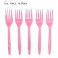 Pink equestrian horse party 10-piece set plastic forks with diamond pattern handle - Pink Forks 10PCS