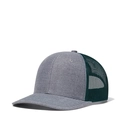 Adjustable truck driver cap featuring a grey front panel and dark green mesh back - Adjustable / Heather Grey + Dark Green Mesh