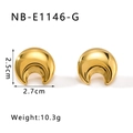 Gedetailleerde afmetingen van 18K vergulde halve maan oorbellen met gewicht en maat - 18K goud / Goud (NB-E1146-G)