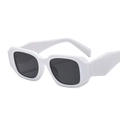 Retro square thick frame sunglasses with white finish and dark grey lenses for women - C2 White Frame Grey Lens