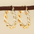 Schicke goldene Creolen mit gedrehter Form und polierter matter Textur für Damen - E4425-Spiralig Gedreht / Gold