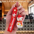 Cute PVC Christmas snowman keychain with red lanyard and soft silicone strap detail - Christmas Snowman-6