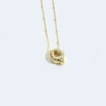 Golden necklace with uppercase letter Q pendant inlaid with white zircon stones - Style Q