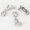 Silver-plated high heel charms with zircon pavé setting for DIY jewelry making - White Gold High Heels