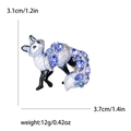 White fox brooch with blue gemstone variant showing dimensions and weight measurements - Blue