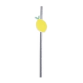 Biodegradable paper straw with decorative yellow lemon motif for birthday party tableware - Lemon Decorative Straws Style 1