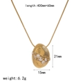 Luxury 18k gold plated stainless steel snake chain necklace with zircon pendant - Oval Brushed Texture Style (TN3677)