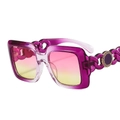 Oversized square sunglasses with purple chain temples and gradient lenses - Gradient Purple Frame Gradient Purple Yellow Lens