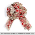 20cm Weihnachtsschleife aus Jute mit Merry Christmas Aufdruck für den Tannenbaum - Weihnachtsbaum Schneeflocke Text