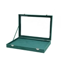 Dark green velvet jewelry tray with glass lid for rings and earrings storage - 100 Slots Jewelry Box With Lid