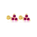 Minimalistische s925 zilveren oorknopjes met roze zirkoon cluster en goudkleur - 925 zilver / 18K Goud (Rozerode Steen)