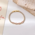 Bracelet double rang doré avec zircons marquise roses et fermoir déployant élégant - Style A (Pierre rose marquise dorée)